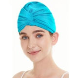 Sommer Schwimmkappe Damen Dehnbar Plissee Stoff Turban Badekappe Ohrenschutz Badehaube Frauen Strand Surfen Bademütze Schwimmmütze für Wassersport, Twisted Chemohut Schlafmütze für Lange Kurze Haare