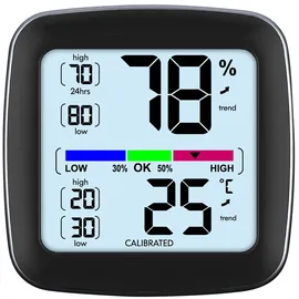 casativo Digitales Präzisions-Thermo-Hygrometer Schwarz