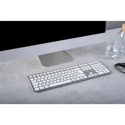 CHERRY KW 9100 Slim fuer Mac kabellose Tastatur DE-Layout weiß-Silber