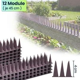 ideoon garden 12er Set Taubenspikes Braun 5,4m - Effektive Vogelabwehr aus Polycarbonat - 3-reihige Abwehrspikes gegen Tauben, Möwen, Marder, Katzen & Eichhörnchen