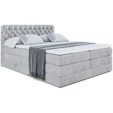 altdecor Boxspringbett mit Matratze Topper, Polsterbett mit Bettkasten BOXI8 KING - 160x200 - Grau Monolith