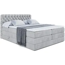 altdecor Boxspringbett mit Matratze Topper, Polsterbett mit Bettkasten BOXI8 KING - 160x200 - Grau Monolith