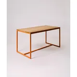 KAWENTSMANN Esstisch TALON Massivholztisch mit pulverbeschichtetem Stahlgestell (Tisch), aus massiver Eiche, mit Stahlgestell, Made in Germany, RAL-Farben orange 140 cm x 76 cm x 70 cm