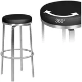 FineBuy Barhocker 42x76x42 cm Edelstahl Barstuhl in Schwarz / Kunstleder / 42x42x42 | Gr.: onesize