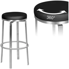 FineBuy Barhocker 42x76x42 cm Edelstahl Barstuhl in Schwarz / Kunstleder / 42x42x42 | Gr.: onesize