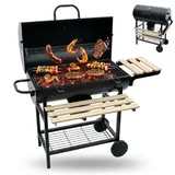 Relaxdays Holzkohlegrill Grillwagen schwarz