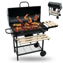 Relaxdays Holzkohlegrill Grillwagen schwarz