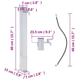 vidaXL Wassersäule 40 cm Edelstahl silber