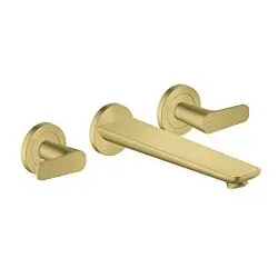 hansgrohe 3-Loch Fertigset Wannemisch.Wand UP 49483950 ohne Struktur, brushed brass, Unterputz, Wandmontage