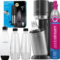 Wassersprudler SodaStream Duo Titan + 2 Flaschen + SodaStream QuickConnect CO2-Kartusche + DUO Glaskaraffe 1L - Schwarz