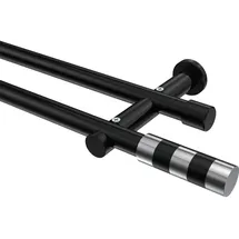 Interdeco GARDINENSTANGE Platon Mavell 540 cm (geteilt in 3 x 180 cm), 2-läufig (ohne Ringe), 20 mm Ø Schwarz