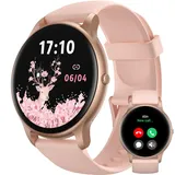 Parsonver Smartwatch Damen Rund mit Telefonfunktion, Leichte Fitnessuhr Damen mit Schrittzähler, 100+ Sportmodi, IP68 Wasserdicht, Sportuhr Damen mit Herzfrequenz Schlafmonitor, SpO2, Roségold, SPROD1