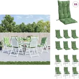 Hochlehner-Auflagen 6 Stk. Blattmuster Oxford-Gewebe - Hochlehner Auflagen - Gartenstuhlkissen - Sitzkissen - Gartenmöbel - Balkon Deko