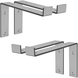 ML-Design 4 Stück Regalhalterung 25x4x14,5 cm Grau aus Metall 10 Zoll L-Form