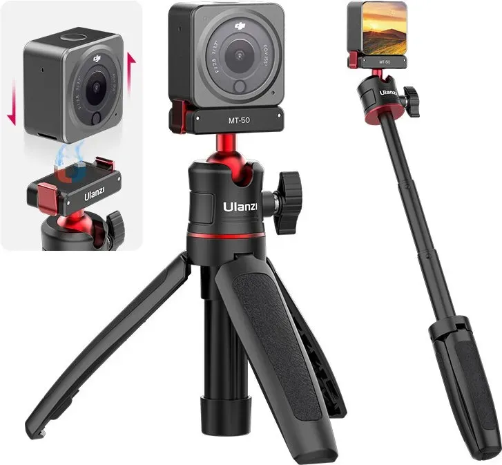 无Ulanzi MT50 Kamerastativ für Action 3/4, Magnethalterung mit Schnellwechseladapter, 3-teilige Teleskopstange, Selfie-Stick, Einbeinstativ, 360°-Drehung, flexibler Kopf, tragbar, faltbar für Vlogging, Videoaufnahmen und Selfie-Stick