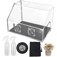 Still Air Box Mushroom Mycology, tragbare Mushroom Monotub Kit mit 2 Sprühgeräten und Thermometer, Pilzpflanzbeutel, Zelt, Mycology Abzugshauben-Anzuchtstationen Grow