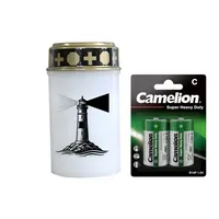 Fachhandel Plus Grabkerze LED Grablichter mit Batterien - verschiedene Motive in rot und weiß, inkl. Batterien sind die LED Grabkerzen sofort einsatzbereit weiß