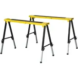 DURHAND 2er-Set Sägepferd Arbeitsbock Unterstellbock Klappbar rutschfest Stahl Gelb Schwarz 100 x 49 x 62-90 cm Belastbarkeit 100 kg