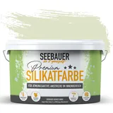 SEEBAUER diy Silikatfarbe Hellgrün 2,5L für Innen (No. 716 Mystic Bamboo) Atmungsaktive Mineralfarbe für Allergiker - Abwaschbare Wandfarbe - Grüntöne hohe Deckkraft