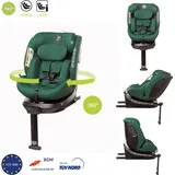 4BABY ISOFIX Kindersitz Enzo-Fix 0-36kg I-Size, mit 360 grad drehbarem, R129, Stützfuß, Grün - dunkelgrün