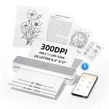 HPRT Tragbarer Drucker, kabellos, für Reisen, unterstützt 8,5 x 11 US-Buchstaben und A4-Thermopapier, 300 DPI Bluetooth, tintenloser Thermodrucker, kompatibel mit Android- und iOS-Telefonen und