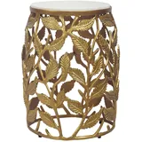 FineBuy FineBuy, Beistelltisch in Gold Marmor Wohnzimmertisch Alu Sofatisch Couchtisch Rund Metall (40 x 40 x 46 cm)