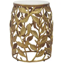 FineBuy FineBuy, Beistelltisch in Gold Marmor Wohnzimmertisch Alu Sofatisch Couchtisch Rund Metall (40 x 40 x 46 cm)
