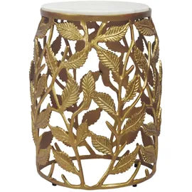 FineBuy FineBuy, Beistelltisch in Gold Marmor Wohnzimmertisch Alu Sofatisch Couchtisch Rund Metall (40 x 40 x 46 cm)