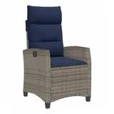 vidaXL Gartensessel mit Beistelltisch Verstellbar Grau Poly Rattan