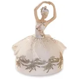 Loberon Spieluhr Malinka, Nostalgische Romantik, spielt einen Weihnachtsklassiker, Handarbeit, Dekoobjekt, Dekoration, Polyresin, Tüll, antikweiß/antikgold