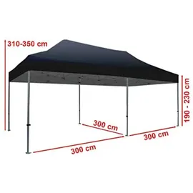 TOOLPORT Faltpavillon Professional Alu 40 mm 3 x 6 m inkl. Seitenteile schwarz