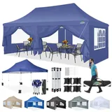 COBIZI Pavillon 3x6,Faltpavillon 3x6 Wasserdicht Stabil, Partyzelt mit 6 Seitenwänden, Upgrade-Hochdach und Tragetasche, Outdoor Pop Up Gartenpavillon für Fest, Hochzeit, Picknick, Markt, UV 50+