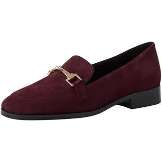 TAMARIS Damen Slipper Leder Blockabsatz bequem; Dark RED, EU 37