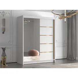 Mirjan24 Schiebetürenschrank Jafzurt III 150 x 200 x 58 cm Weiß