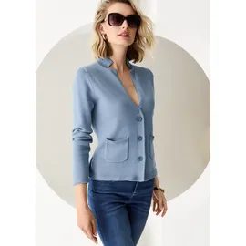 Madeleine Strickjacke Eleganter Blazer mit feinem Glattstrick Blau 46