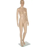 tectake® Schaufensterpuppe, drehbare und bewegliche Puppe lebensgroß, Figuren mit Kopf, Mannequin, Schneiderpuppe, Kleiderpuppe, Aufstellungsfiguren - Damen