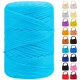 LEREATI Polyester Garn 3mm x 170m, Makramee Garn 3mm Geflochten Makramee Schnur Bunt, Macrame Cord 3mm Farbig für Geschenk, Häkeltasche, Umhängetasche, Platzteller, Wohndekorationen (Hellblau)