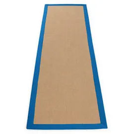 carpetfine Sisalteppich CARPETFINE "Sisal , auch als Läufer erhältlich", blau, B:60cm H:5mm L:180cm, Sisal, Teppiche, Sisalteppich, mit farbiger Bordüre, Anti Rutsch Rückseite, viele Größen, Wohnzimmer