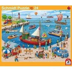 SCHMIDT SPIELE 56812 2er-Set Rahmenpuzzle Hafen / Bahnhof 24 Teile / 40 Teile