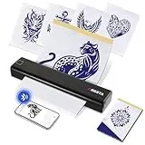 ORGSTA S008 Tätowier Schablonendrucker Bluetooth Thermodrucker Tattoo mit 10 Stück Papier, Tattoo Vorlage Ducker Kabelloser Thermodrucker für Künstler und Anfänger