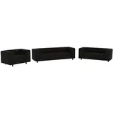 S-Style Couch Cord 3-Sitzer + 2-Sitzer + Sessel Schwarz
