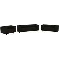 S-Style Couch Cord 3-Sitzer + 2-Sitzer + Sessel Schwarz