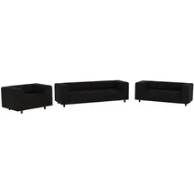 S-Style Couch Cord 3-Sitzer + 2-Sitzer + Sessel Schwarz