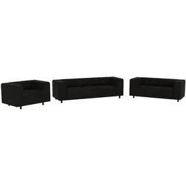 S-Style Couch Cord 3-Sitzer + 2-Sitzer + Sessel Schwarz