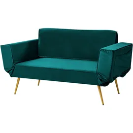 Beliani Schlafsofa 2-Sitzer SAARELA Samtstoff Smaragdgrün