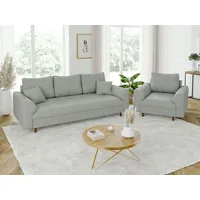 s-style möbel SITZGARNITUR, Hellgrau, Echtholz, Teilmassiv,Buche, Birke, 3-Sitzer, Füllung: Polyetherschaumkern, 210x81x93 cm, Blauer Engel, OEKO-TEX®, FSC Mix, Hergestellt in Europa, Wohnzimmer, Sofas & Couches, Sitzgarnituren - 2 Jahre Gewährleistung -