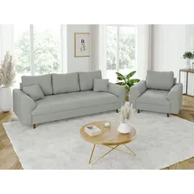 s-style möbel SITZGARNITUR, Hellgrau, Echtholz, Teilmassiv,Buche, Birke, 3-Sitzer, Füllung: Polyetherschaumkern, 210x81x93 cm, Blauer Engel, OEKO-TEX®, FSC Mix, Hergestellt in Europa, Wohnzimmer, Sofas & Couches, Sitzgarnituren - 2 Jahre Gewährleistung -