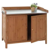 Mendler Gartenschrank mit Arbeitsplatte HWC-L69, Pflanztisch, Outdoor Tanne Holz