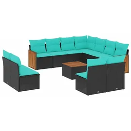 vidaXL Gartensofa-Set 12-tlg. schwarz