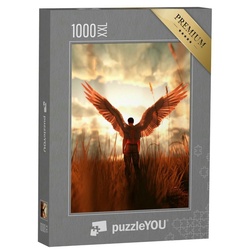 puzzleYOU Puzzle Puzzle 1000 Teile XXL „Engel im Grasfeld, 3D-Illustration“, 1000 Puzzleteile, puzzleYOU-Kollektionen Engel